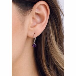 Purple/Silver Minimalist Gemstone Earrings